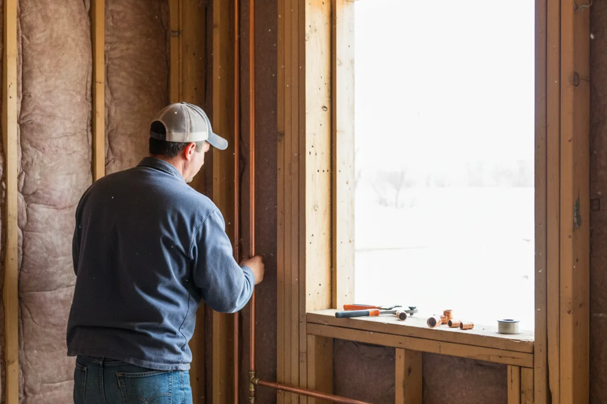 Licensed plumber running new copper supply lines in a New Berlin home